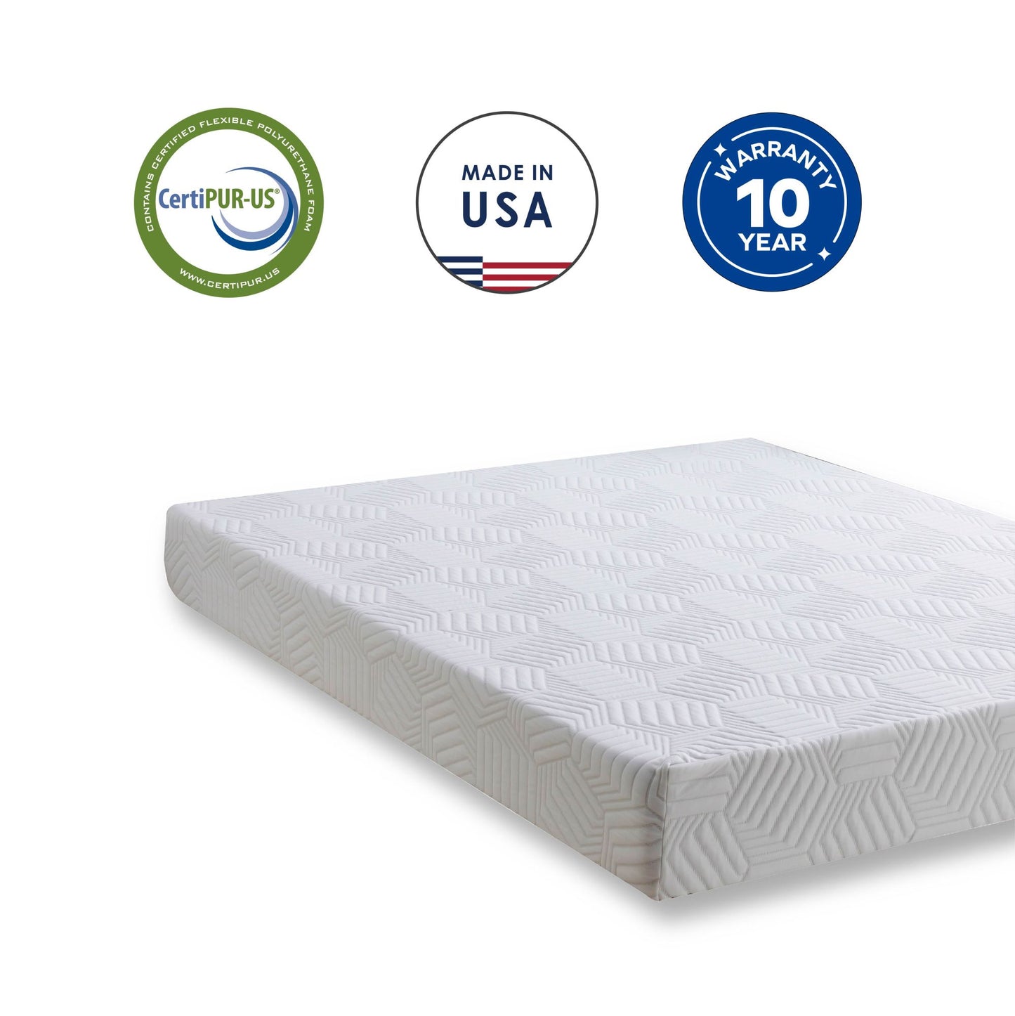 cal king 10 inch gel memory foam mattress, white, bed in a box, green tea and cooling gel infused, certipur-us certified
