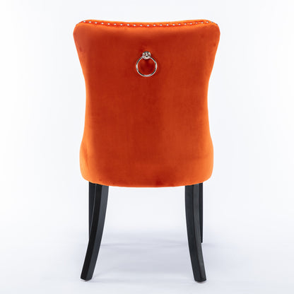 High-end Tufted Upholstered Dining Chairs, 2-Pcs Set Orange