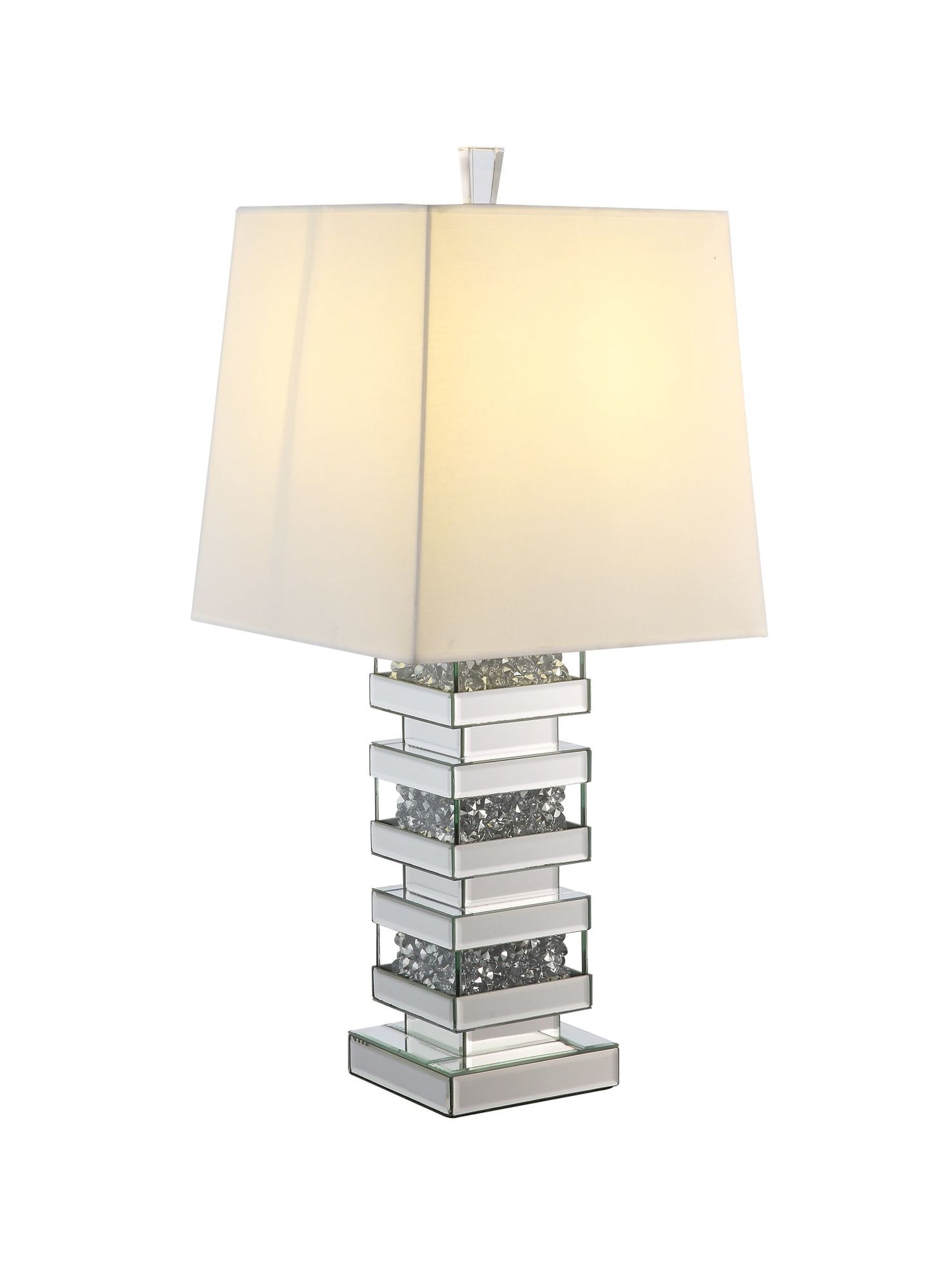 acme noralie table lamp, mirrored & faux diamonds