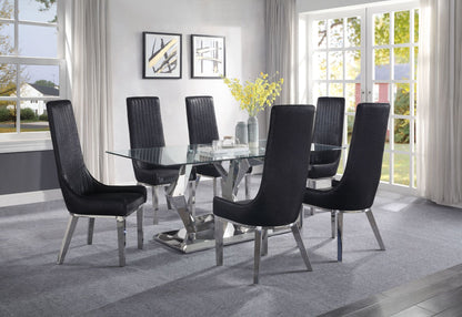 ACME Gianna Dining Table, Clear Glass & Stainless Steel