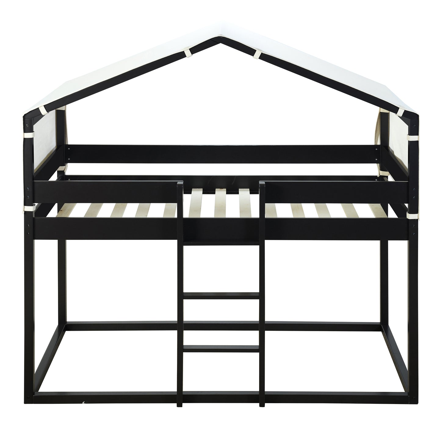 twin over twin bunk bed wood bed with tent