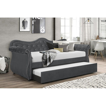 Abby Upholstered Velvet Wood Daybed with Trundle