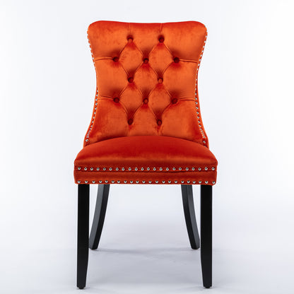 High-end Tufted Upholstered Dining Chairs, 2-Pcs Set Orange