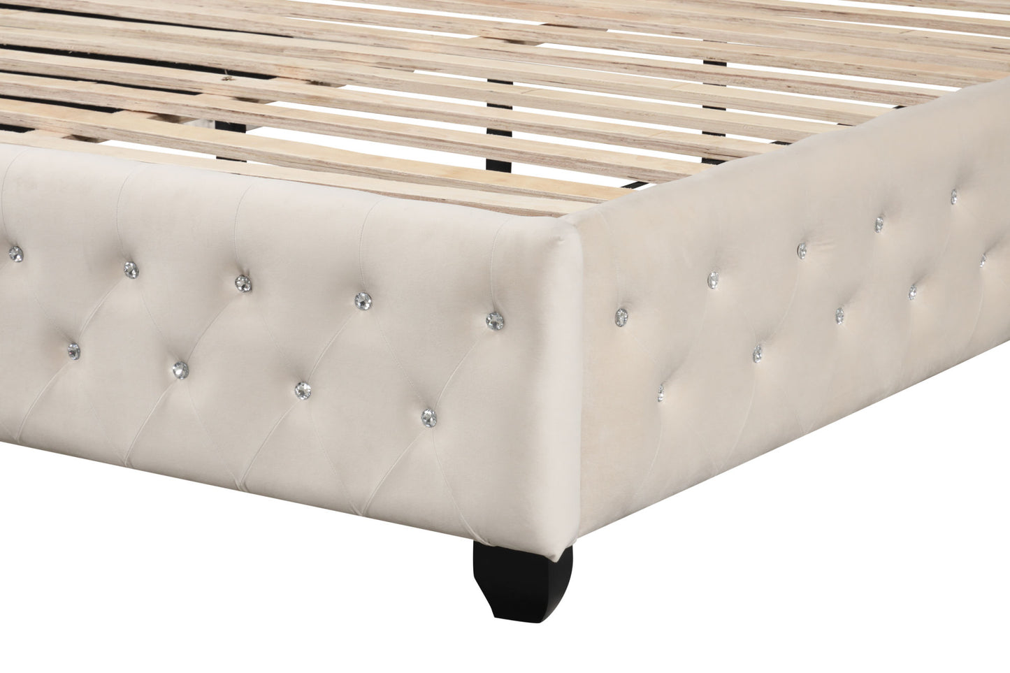 sophia crystal tufted  bed made with wood in cream