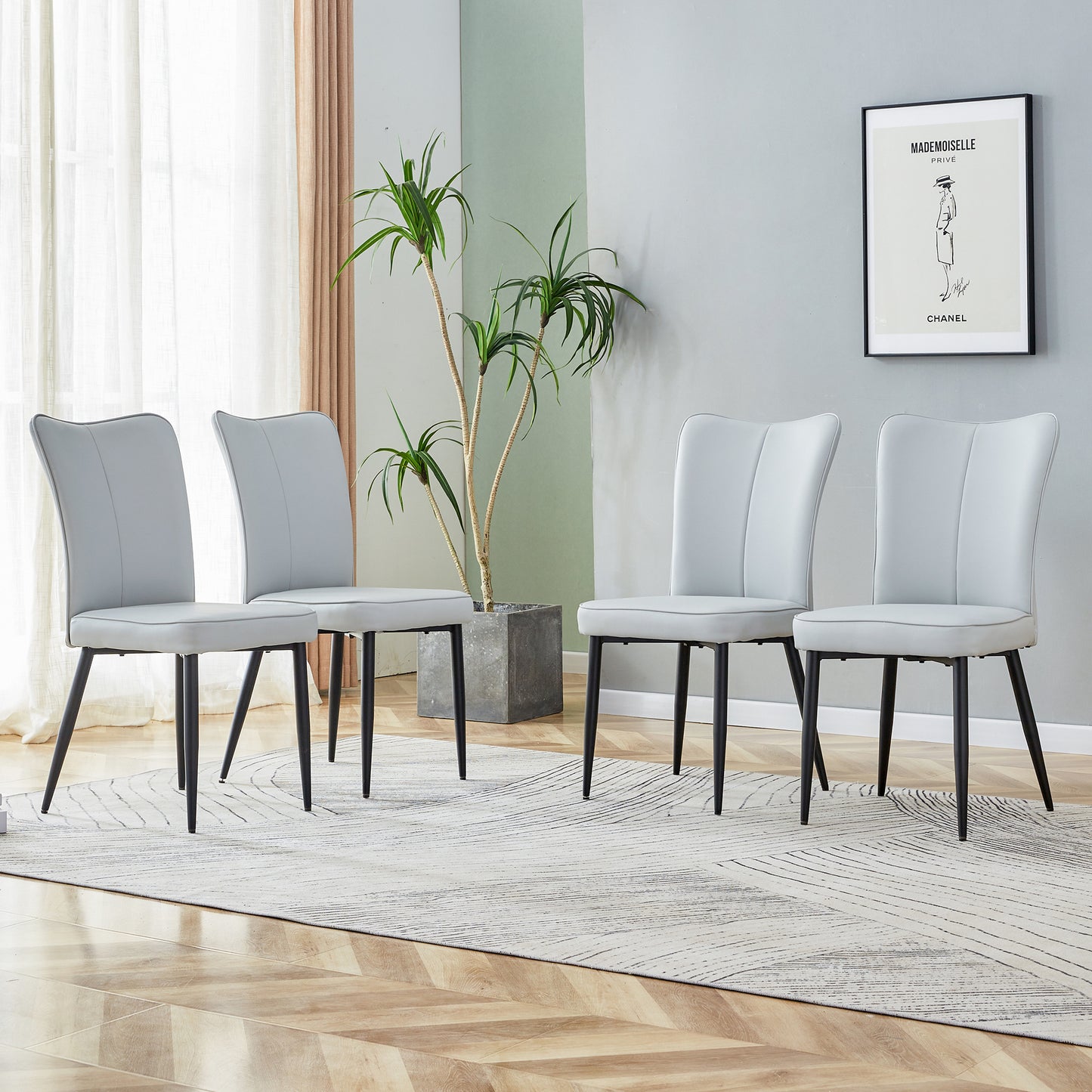 modern leather dining chairs set of 4 chairs, white