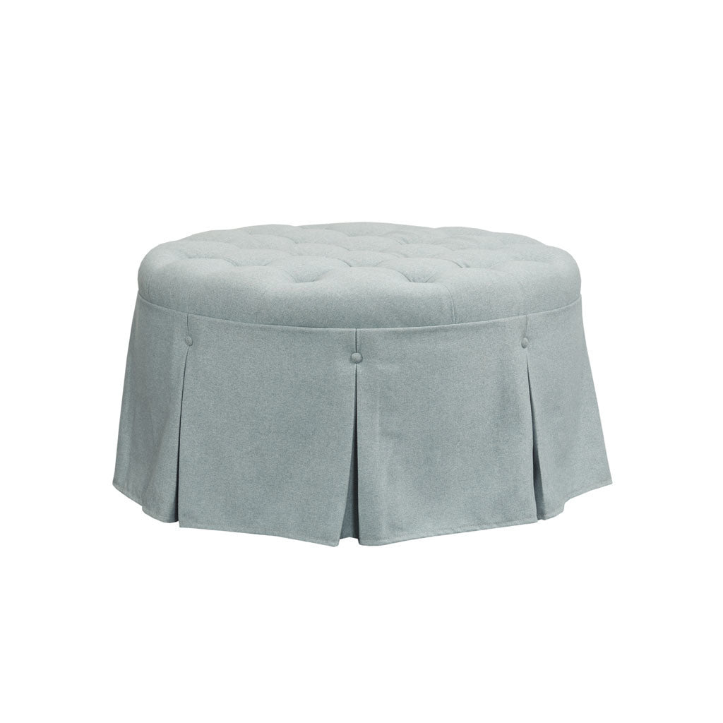 skirted tufted 32" round ottoman