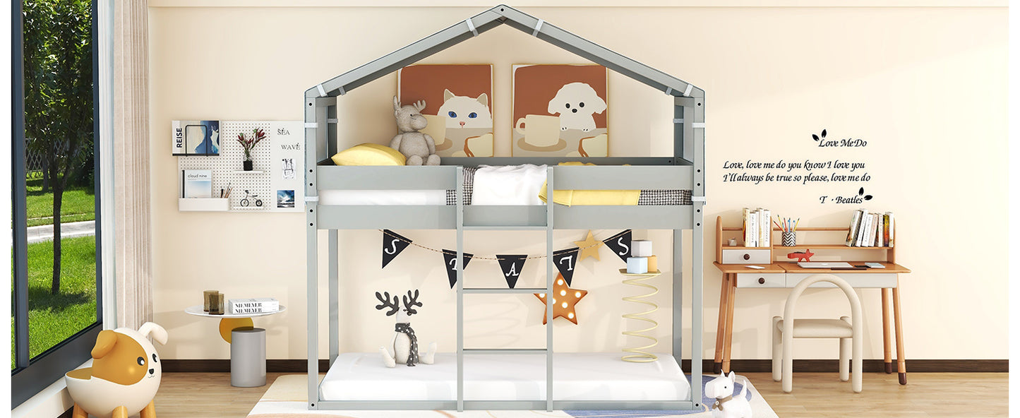 twin over twin bunk bed wood bed with tent