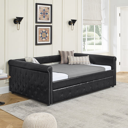 Upholstered Tufted Full Size Bed,  Black