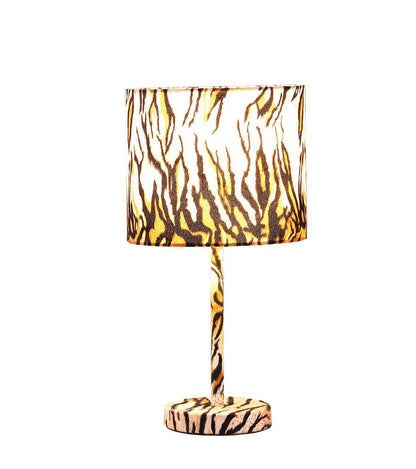 19.25" Faux Suede Tiger Print Metal Table Lamp
