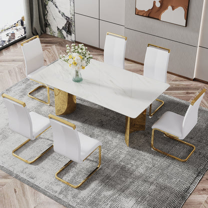 Zara Marble Dining Table, Gold