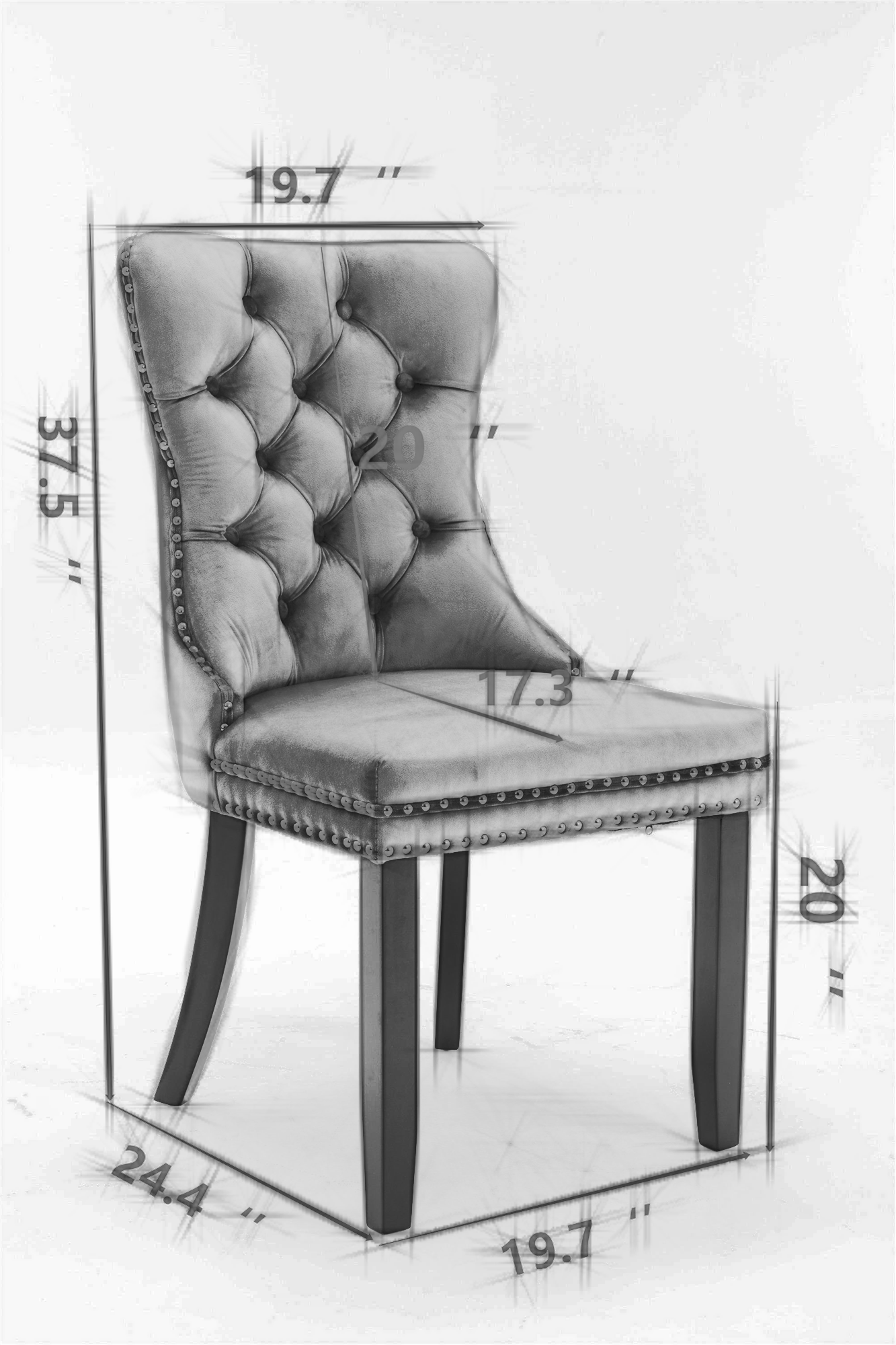 nikki collection modern high-end tufted dining chairs 2-pcs set, black+orange