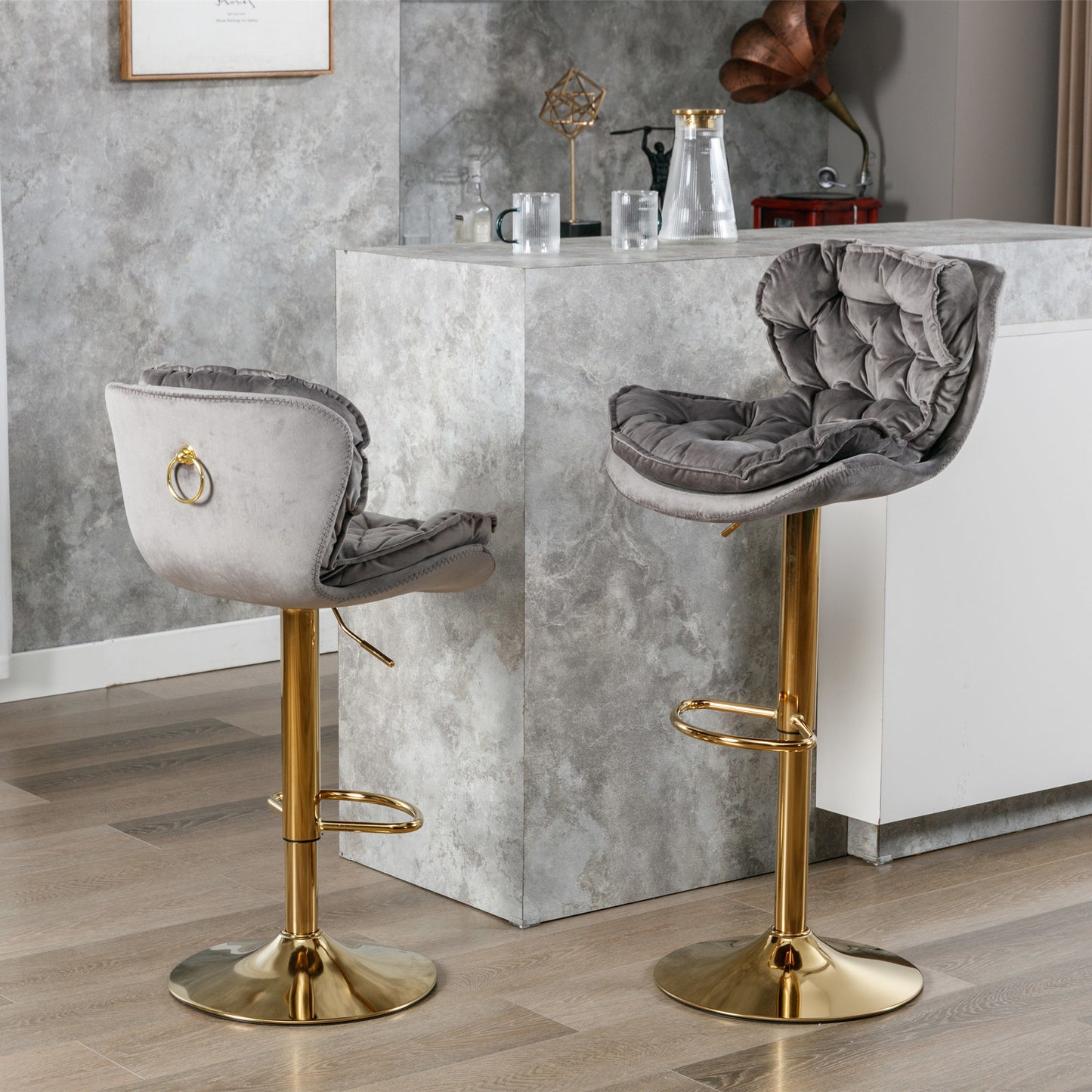 swivel bar stools set of 2, grey