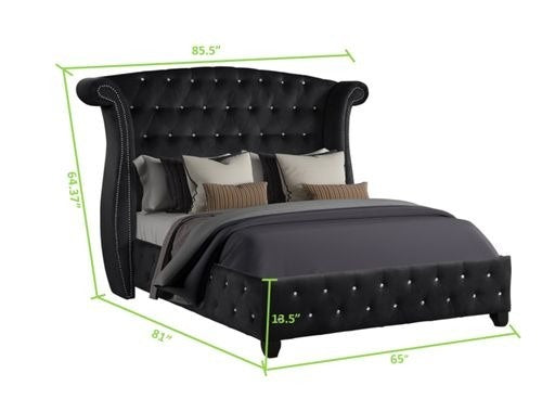 sophia upholstery queen size bed made with wood in black color