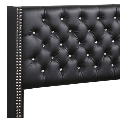 Julie Queen Upholstered Bed , BLACK