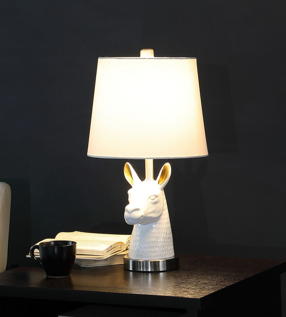 patagonia white llama bust resin table lamp