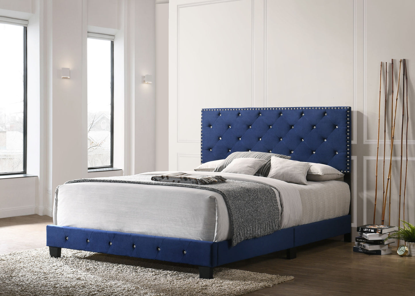 suffolk queen bed , navy blue