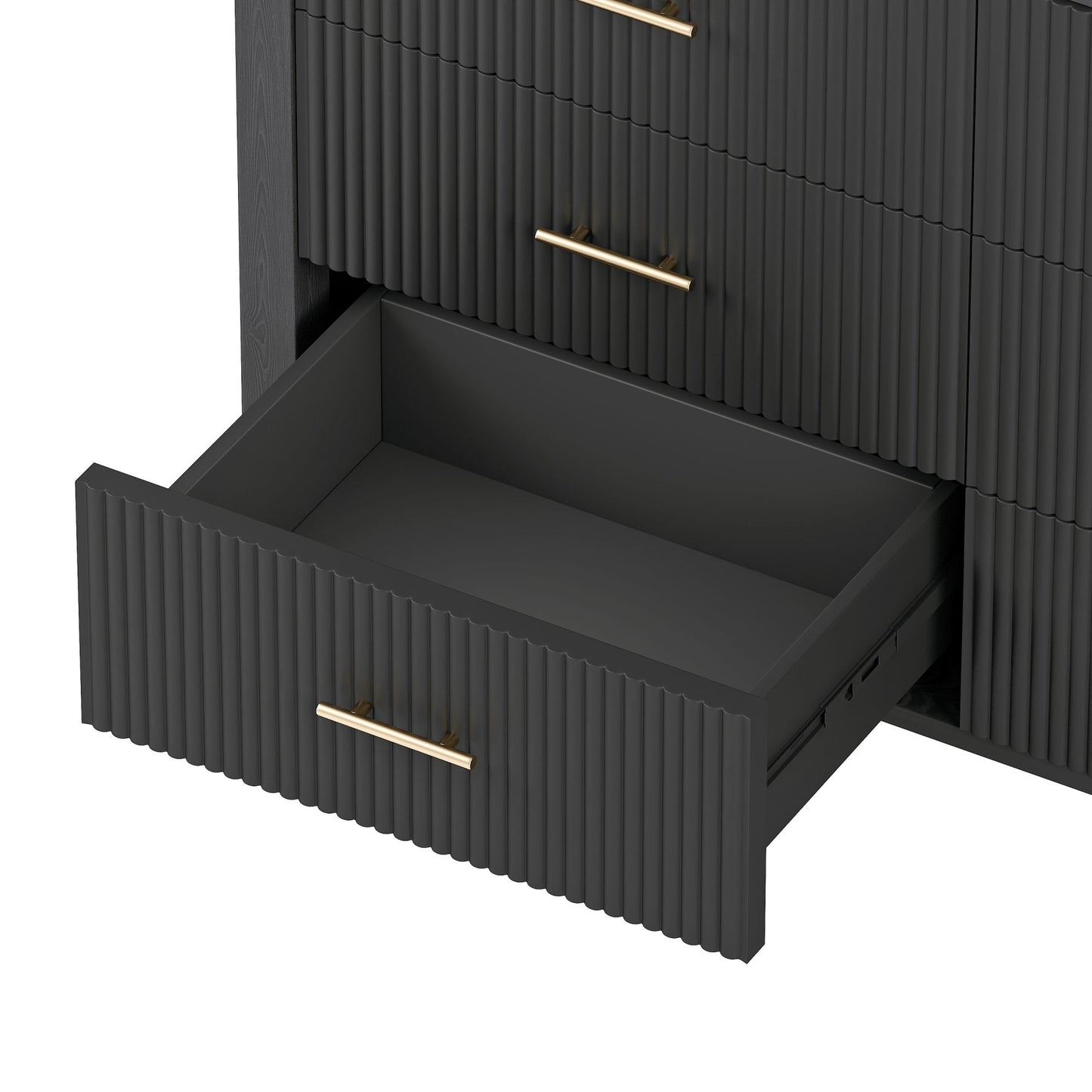 6 drawer dresser with metal handle, black