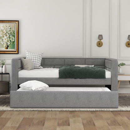 Upholstered Bed with Padded Back, Gray