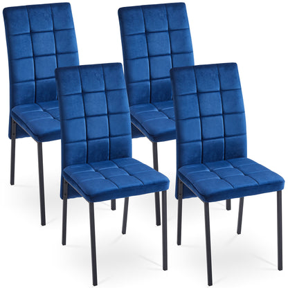 Nordic Dining Chairs Set Of 4, Dark Blue Velvet High Back