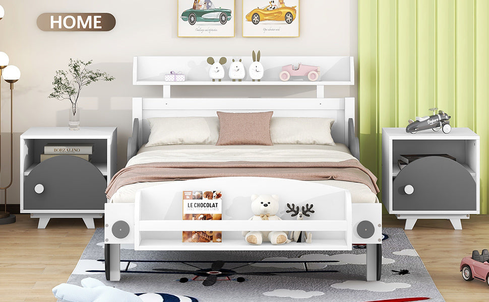 twin size car-shaped platform bed, white