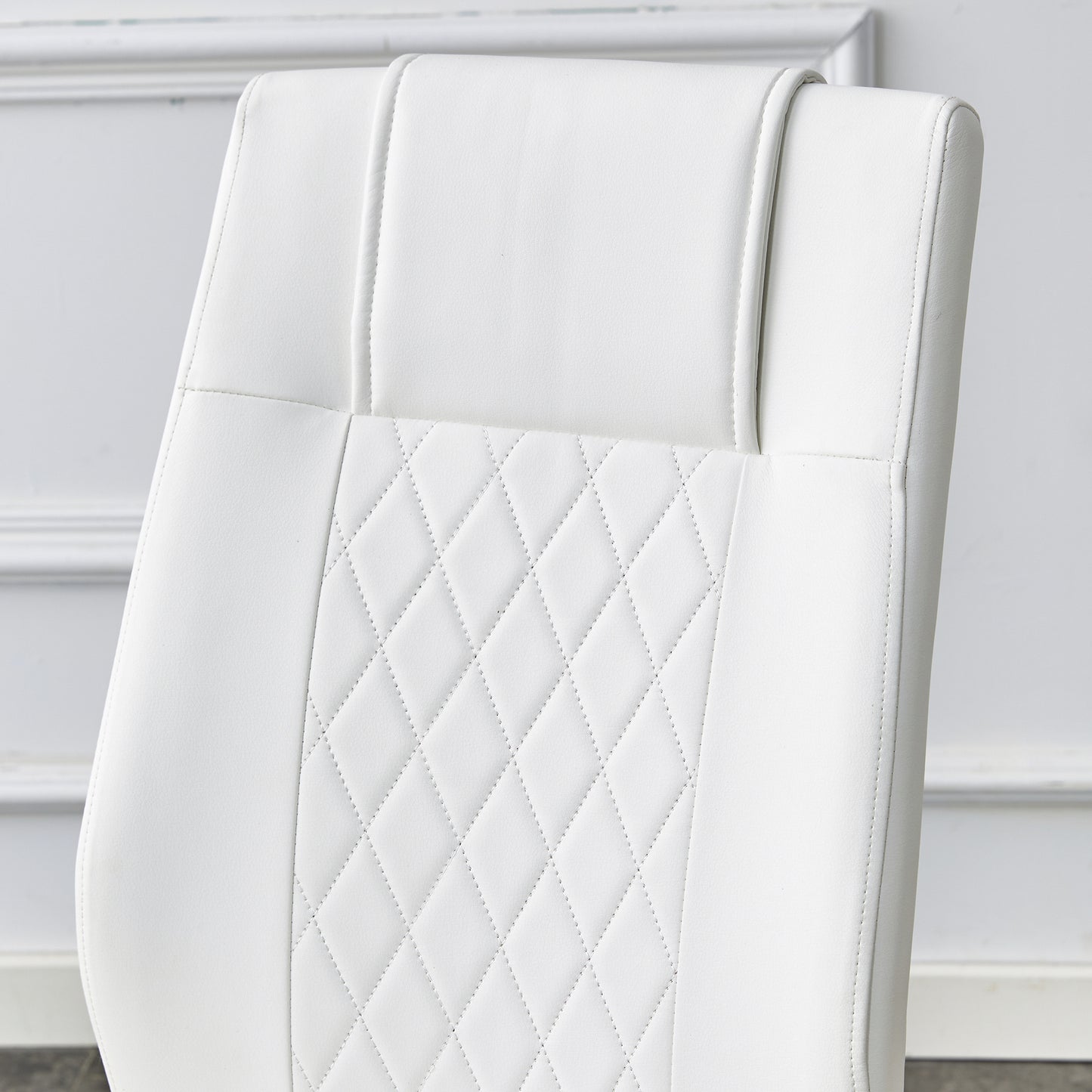faux leather cushion chairs set of 4, white+pu
