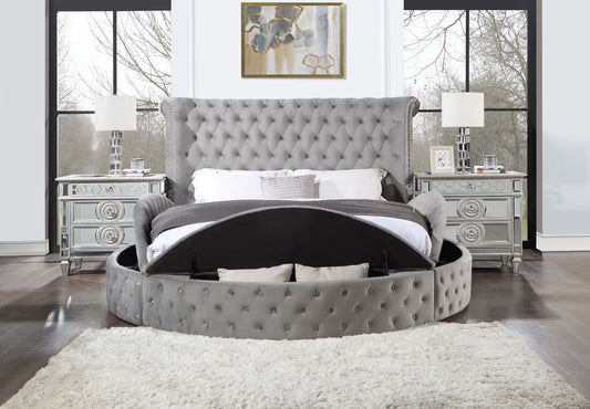 ACME Gaiva Queen Bed w/Storage, Gray Velvet