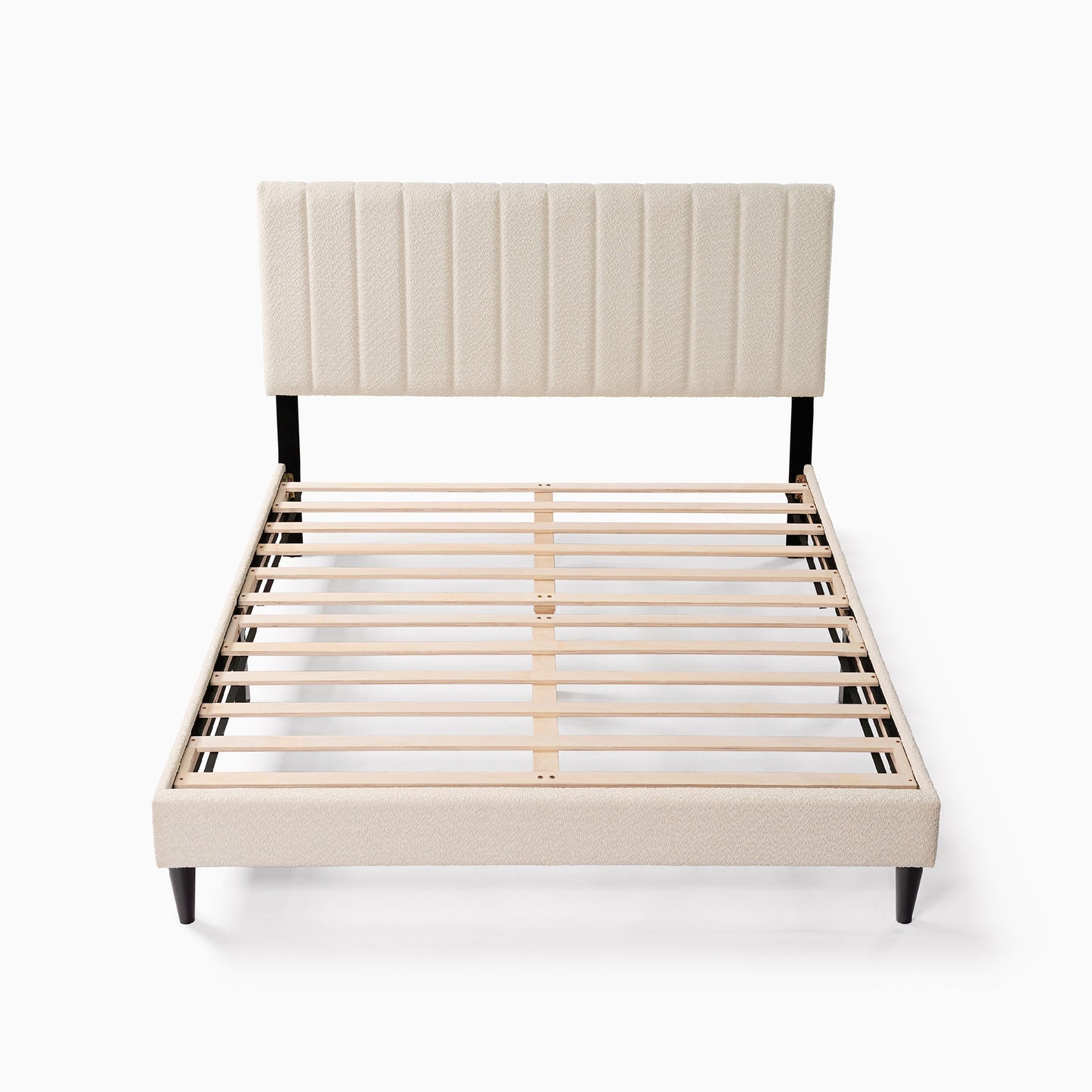 dove tufted upholstered platform bed - pearl white - queen