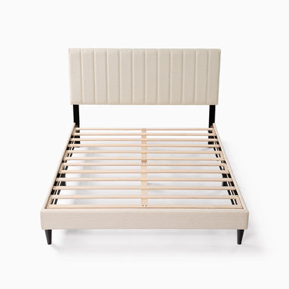 Dove Tufted Upholstered Platform Bed - Pearl White - Queen