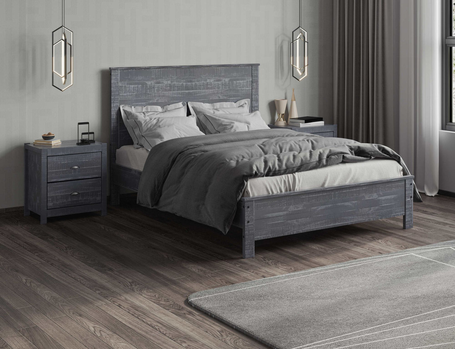 albany 3 piece queen bed set, grey