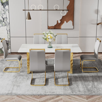 Zara Marble Dining Table, Gold