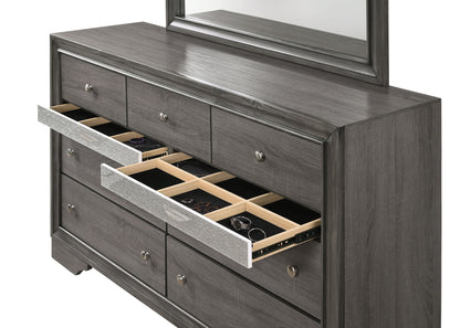 Matrix Traditional 7 Drawer Dresser made with Wood in Gray