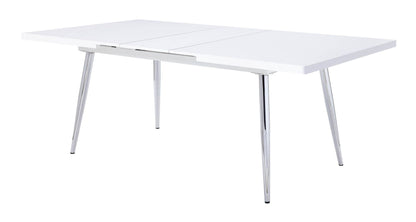 ACME Weizor Dining Table, White High Gloss & Chrome