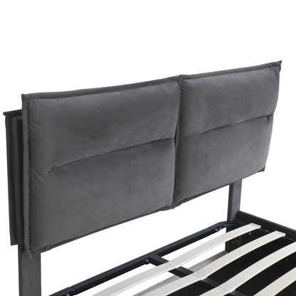 Upholstered Platform bed with a Hydraulic Storage System