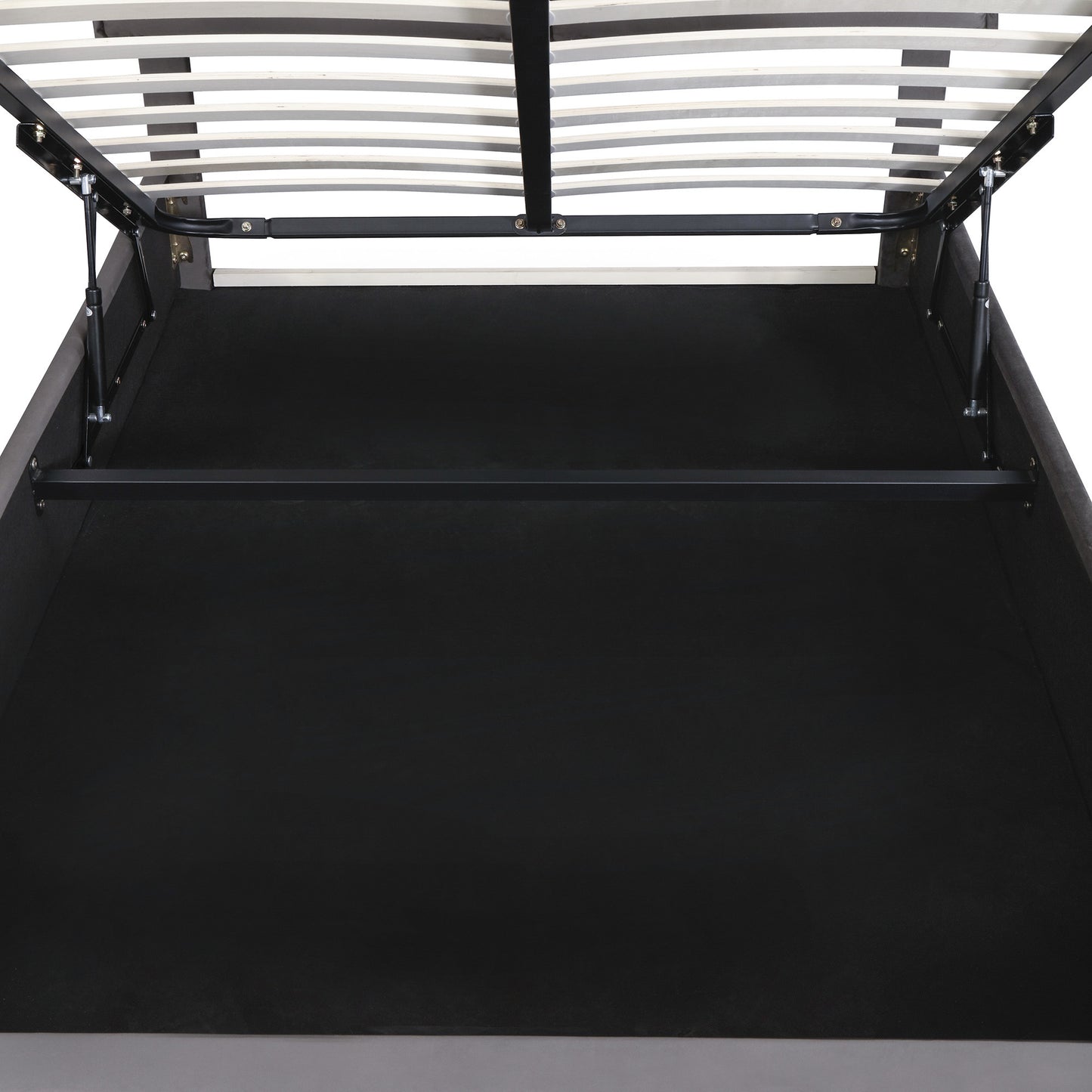 upholstered platform bed with a hydraulic storage system