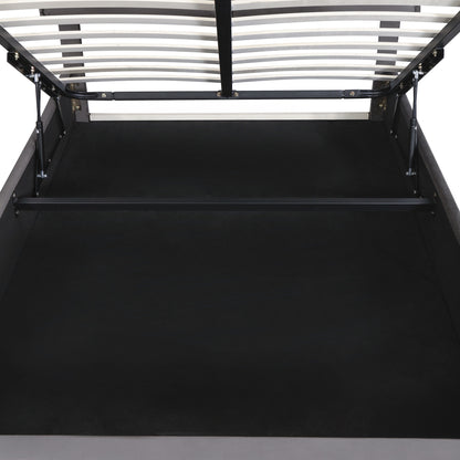 Upholstered Platform bed with a Hydraulic Storage System