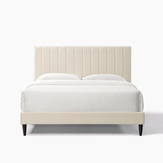 Dove Tufted Upholstered Platform Bed - Pearl White - Queen