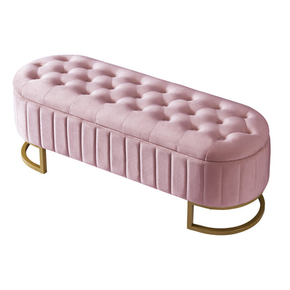 2-Pieces Upholstered LED Platform Bed with Storage Ottoman-Velvet