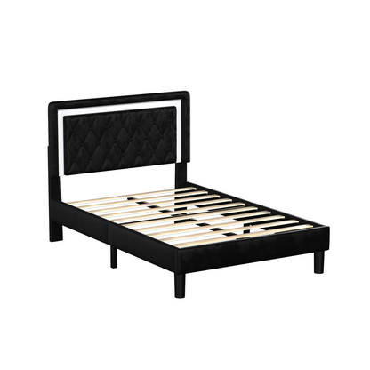 Moxy Bed with Upholstered Headboard, Black
