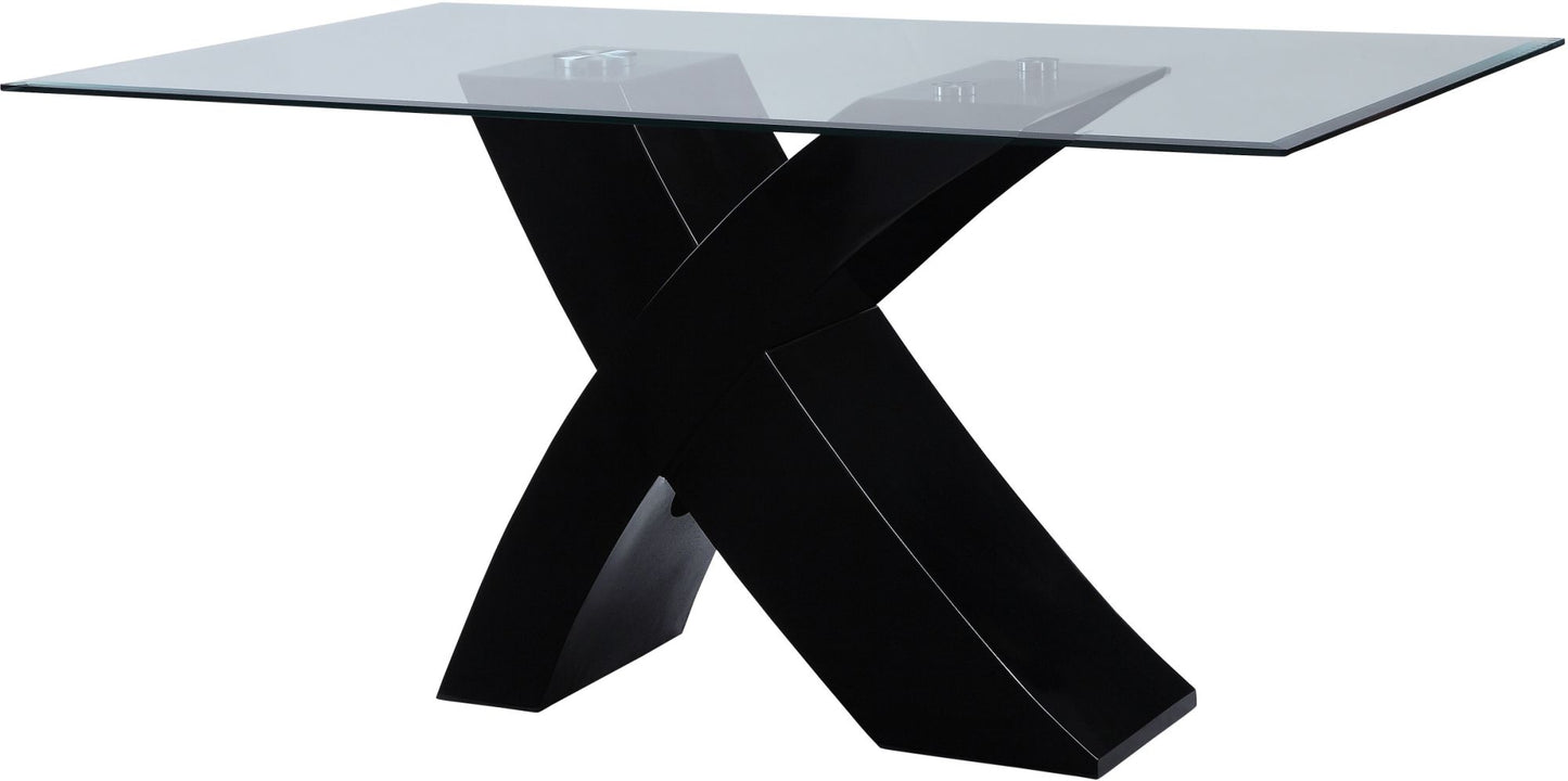 acme pervis dining table in black & clear glass