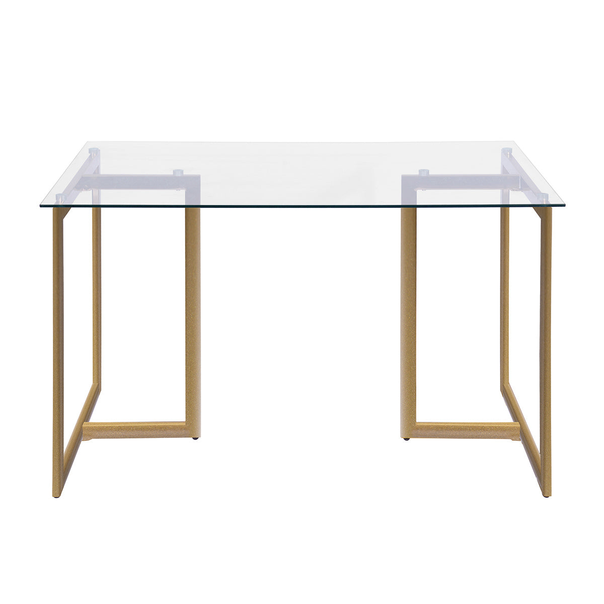 47'' iron dining table with tempered glass top; clear