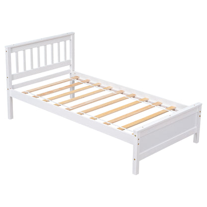 Twin Bed with Headboard & Nightstand, White