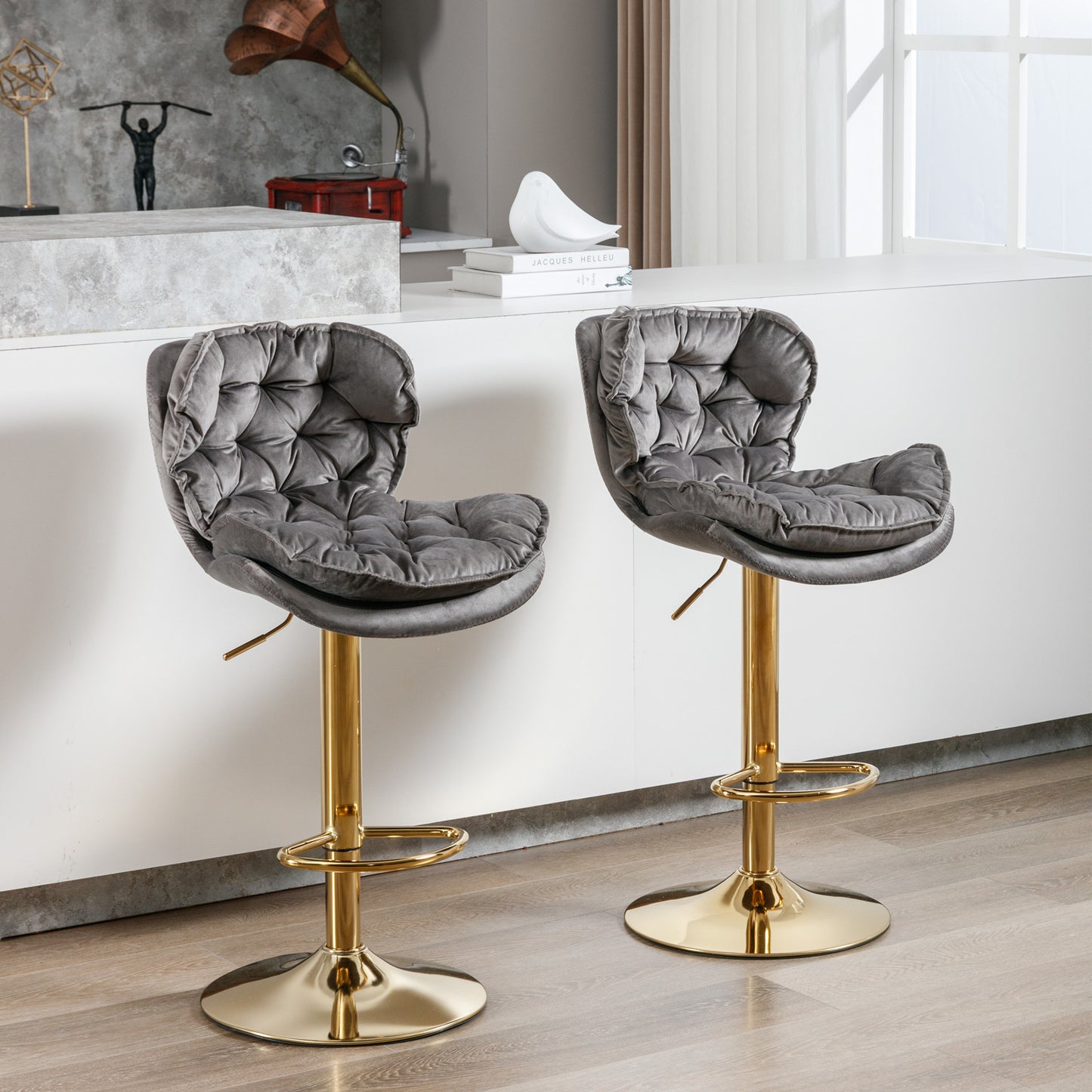 swivel bar stools set of 2, grey