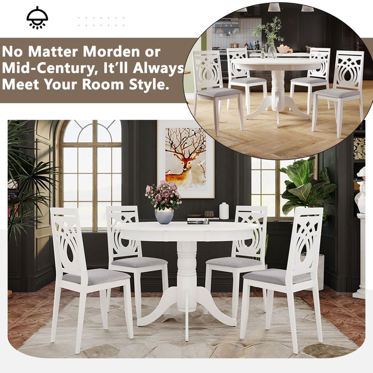 mid-century 5-piece dining table set