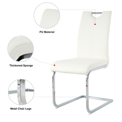 Modern Faux Leather Chairs Set of 6, White