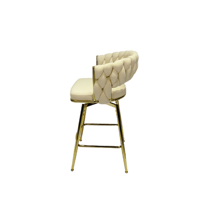 Bar Chair Toweling Woven Bar Stool Set of 4, White