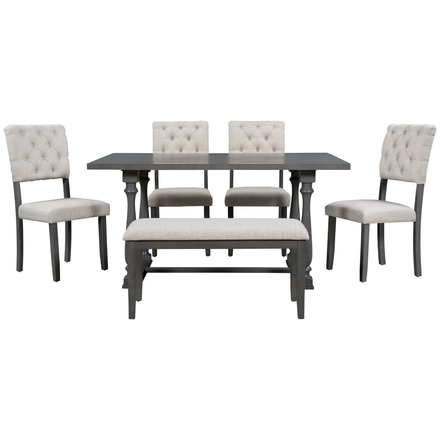 upholstered 6-piece dining table set