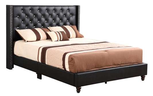 Julie Queen Upholstered Bed , BLACK