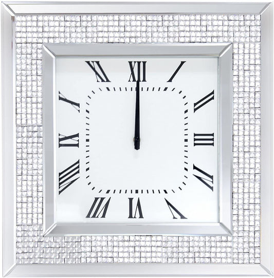 ACME Iama Wall Clock in Mirrored & Faux Rhinestones