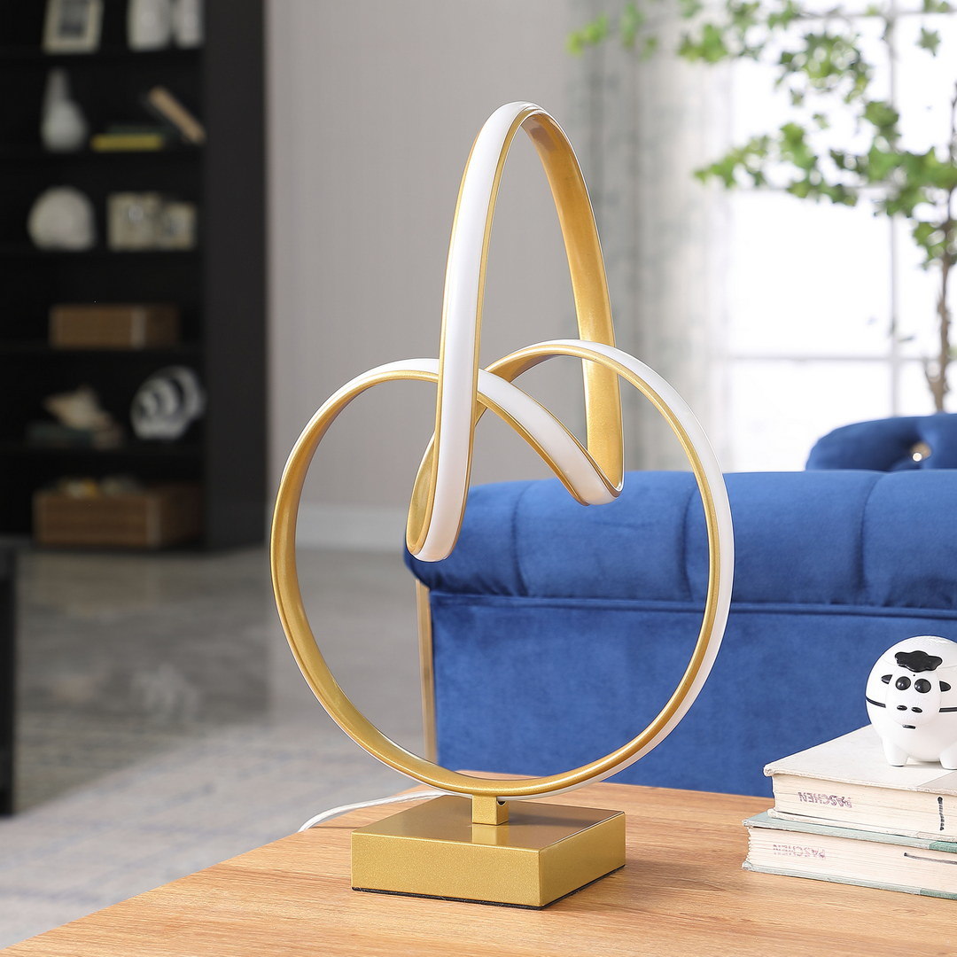19" in abstract infinity matte gold modern table lamp