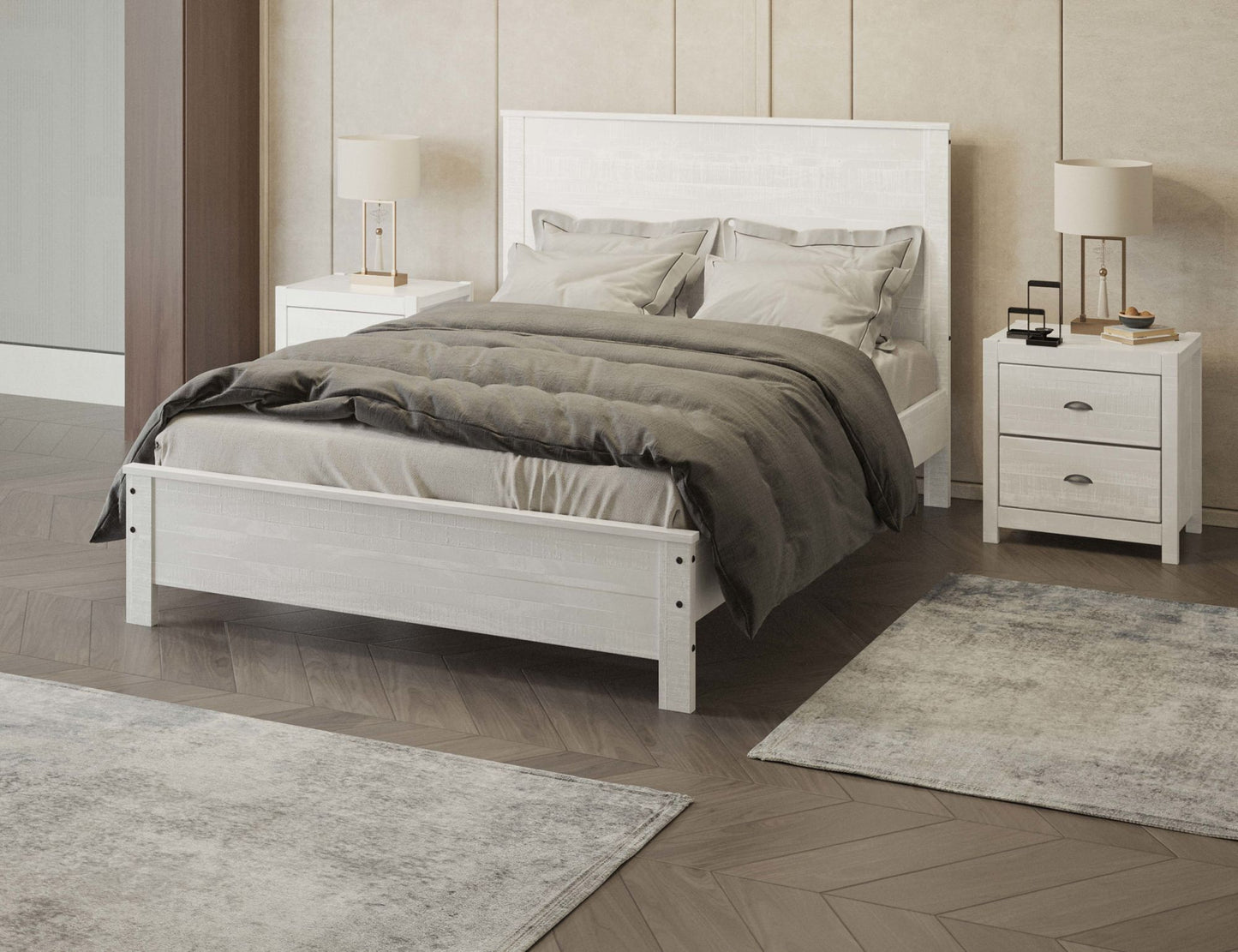 albany 3 piece queen bed set, white
